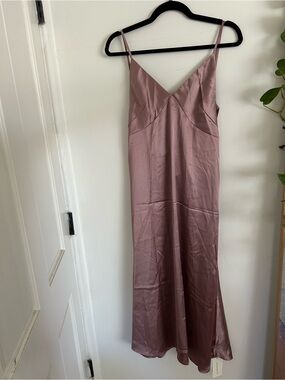 Commense Dusty Rose Satin Backless Slip Gown